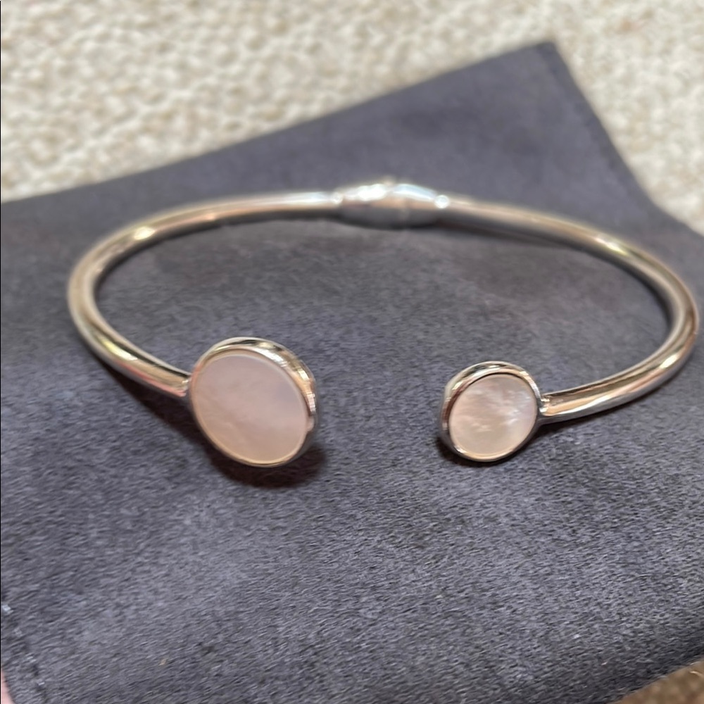 Elegant Sterling Bangle with Mother of Pearl Accents